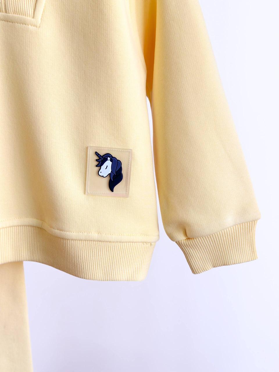 Yellow Basic Zipper Collar Tracksuit