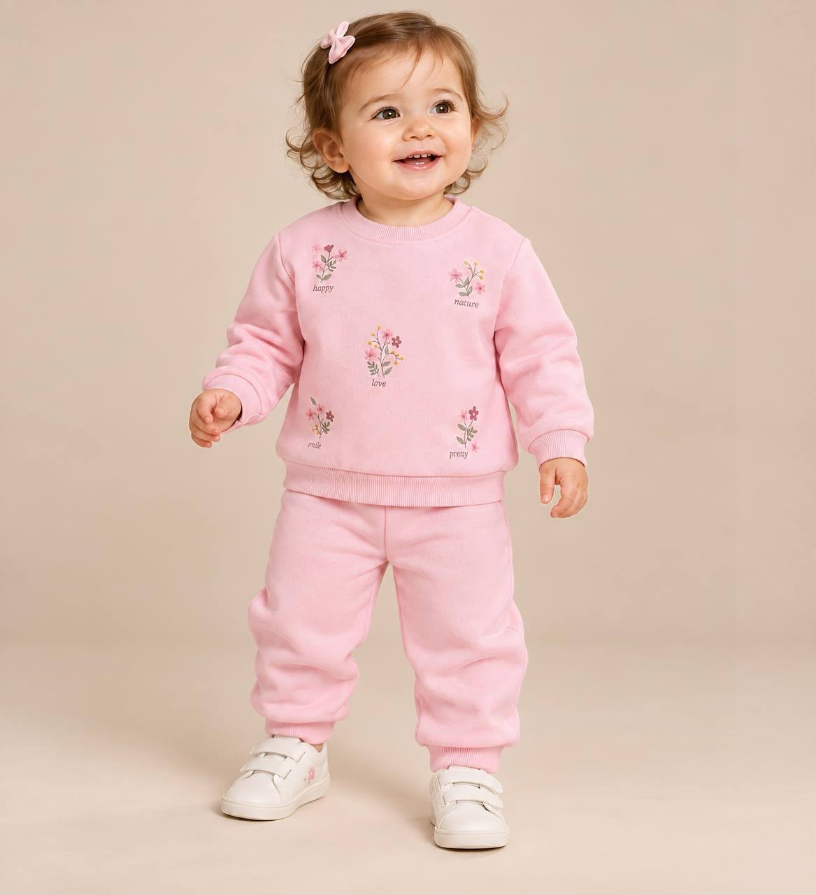 Ligh Pink Floral Baby Set