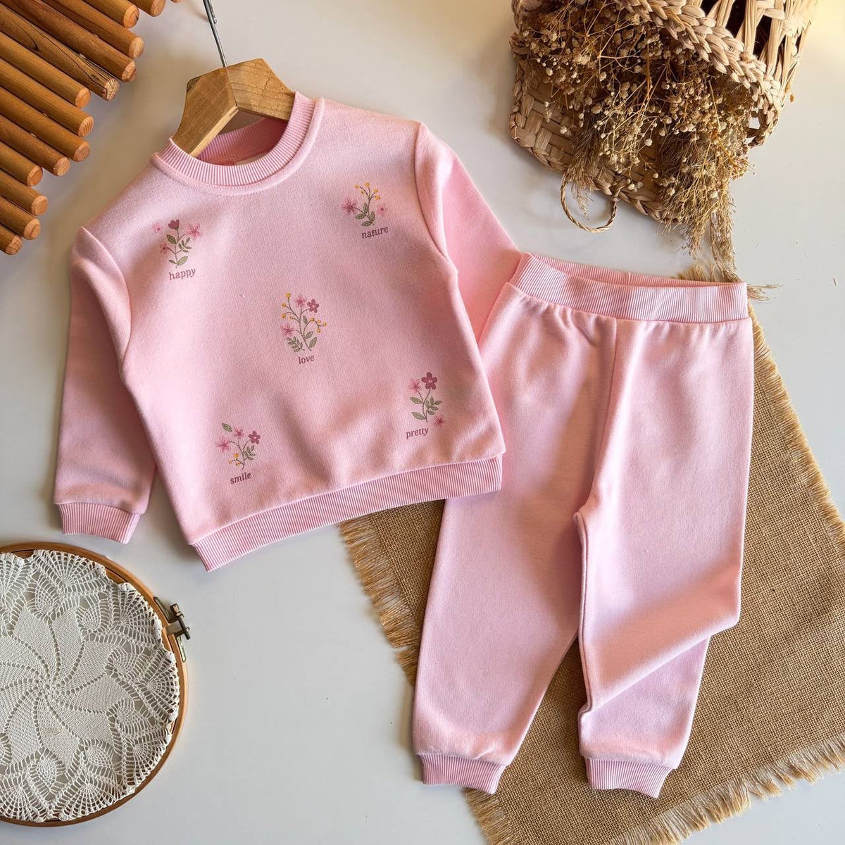 Ligh Pink Floral Baby Set