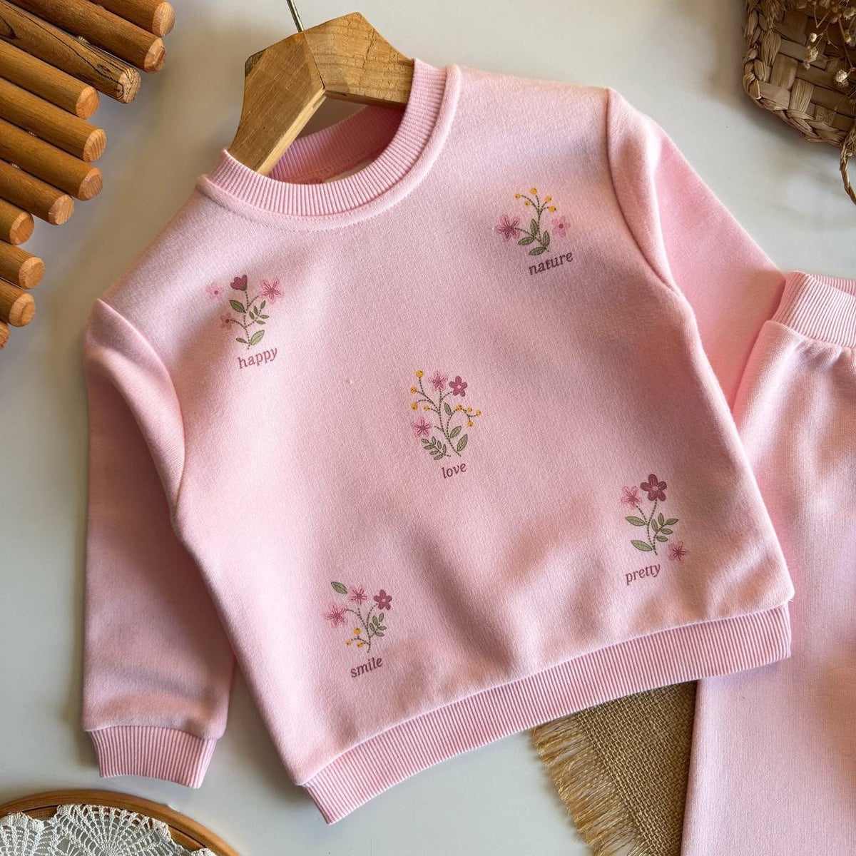 Ligh Pink Floral Baby Set