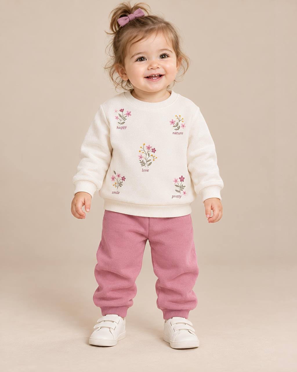 Pink & White Floral Baby Set