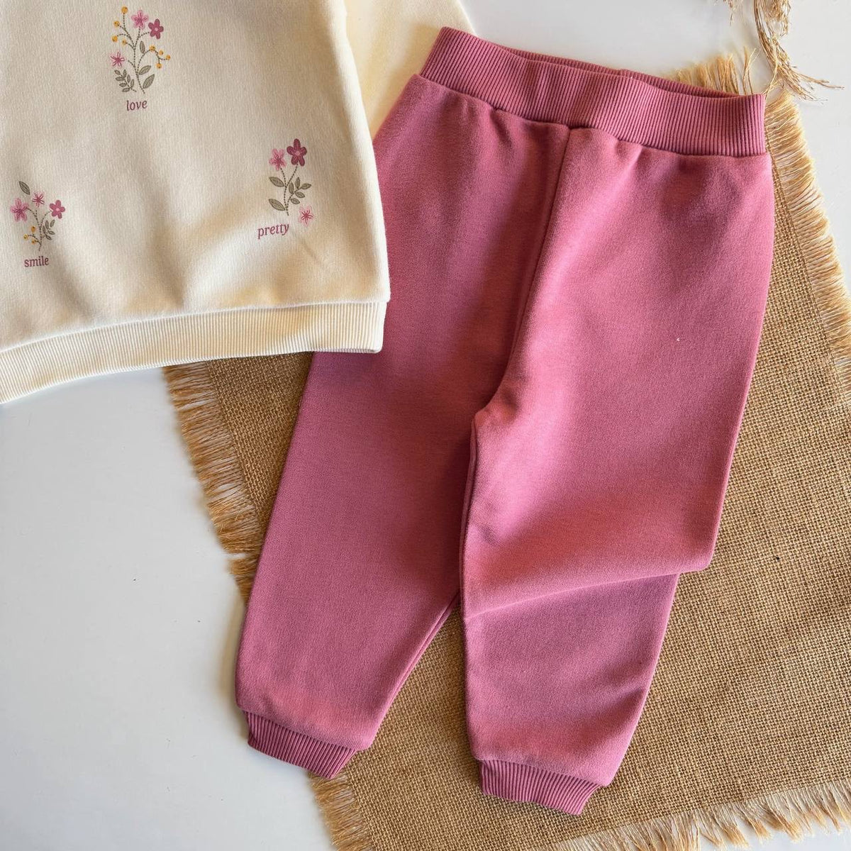 Pink & White Floral Baby Set