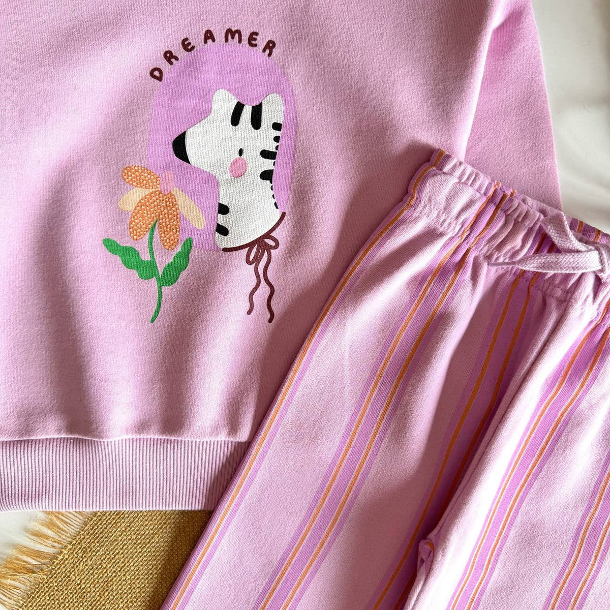 Pink Dreamer Striped Pants Set