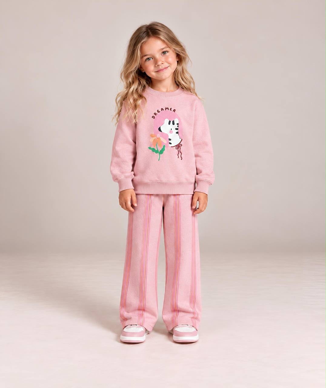Light Pink Dreamer Striped Pants Set