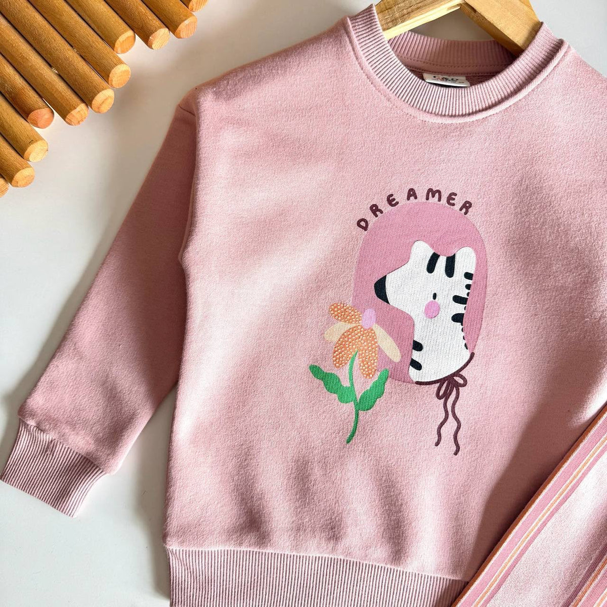 Light Pink Dreamer Striped Pants Set