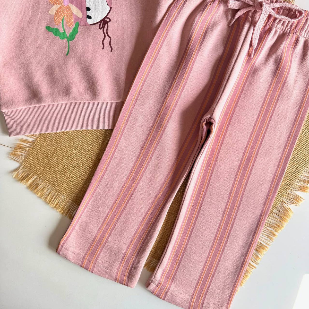 Light Pink Dreamer Striped Pants Set