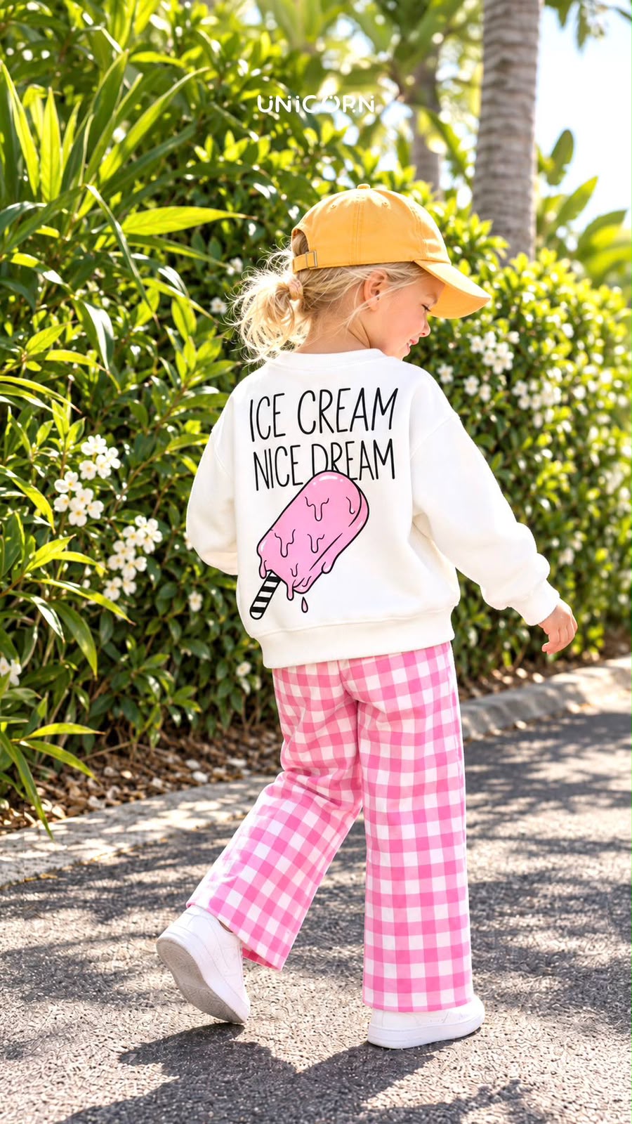 Ice Cream Denim Checkered Set