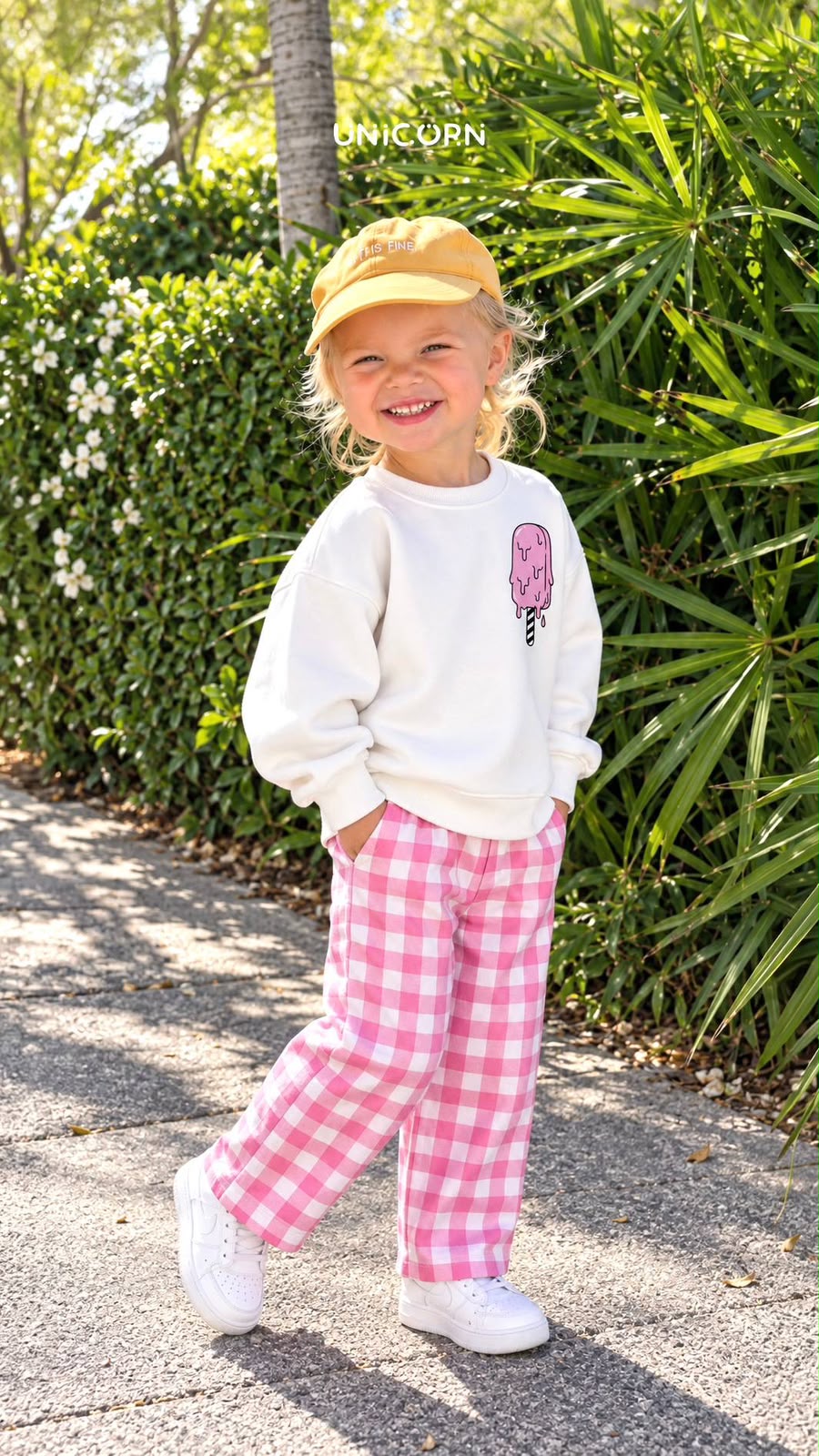 Ice Cream Denim Checkered Set