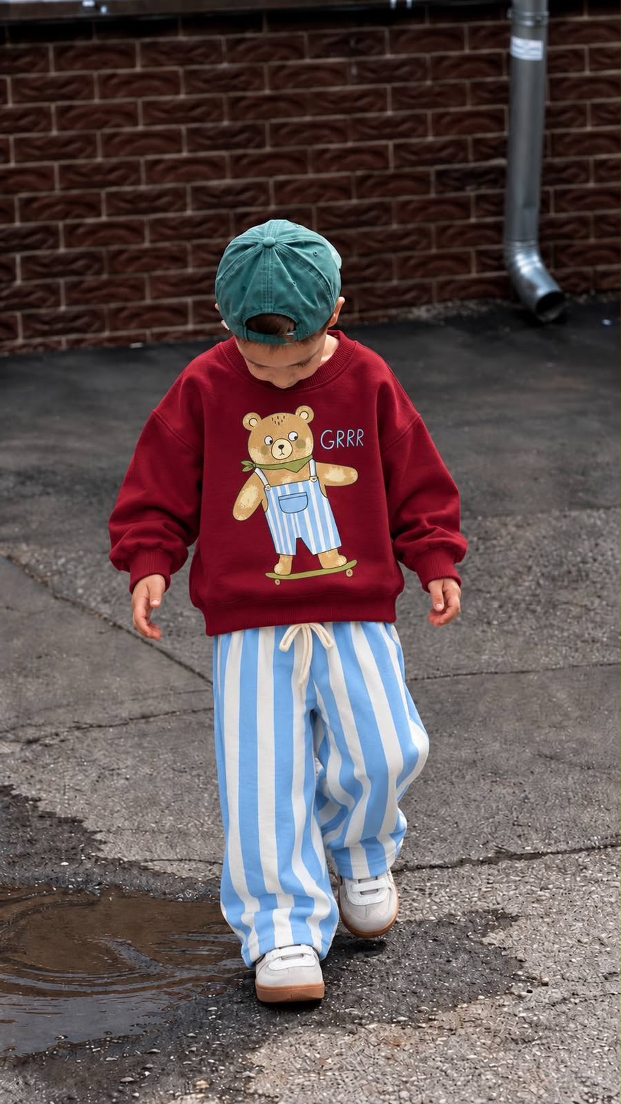 Burgundy & Blue Teddy Set