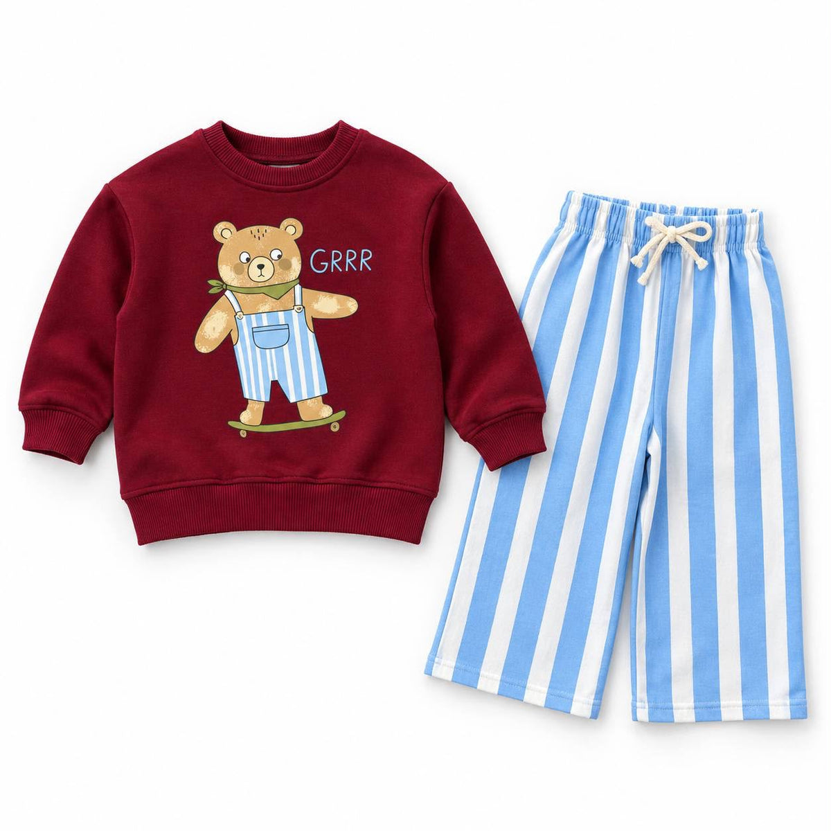 Burgundy & Blue Teddy Set