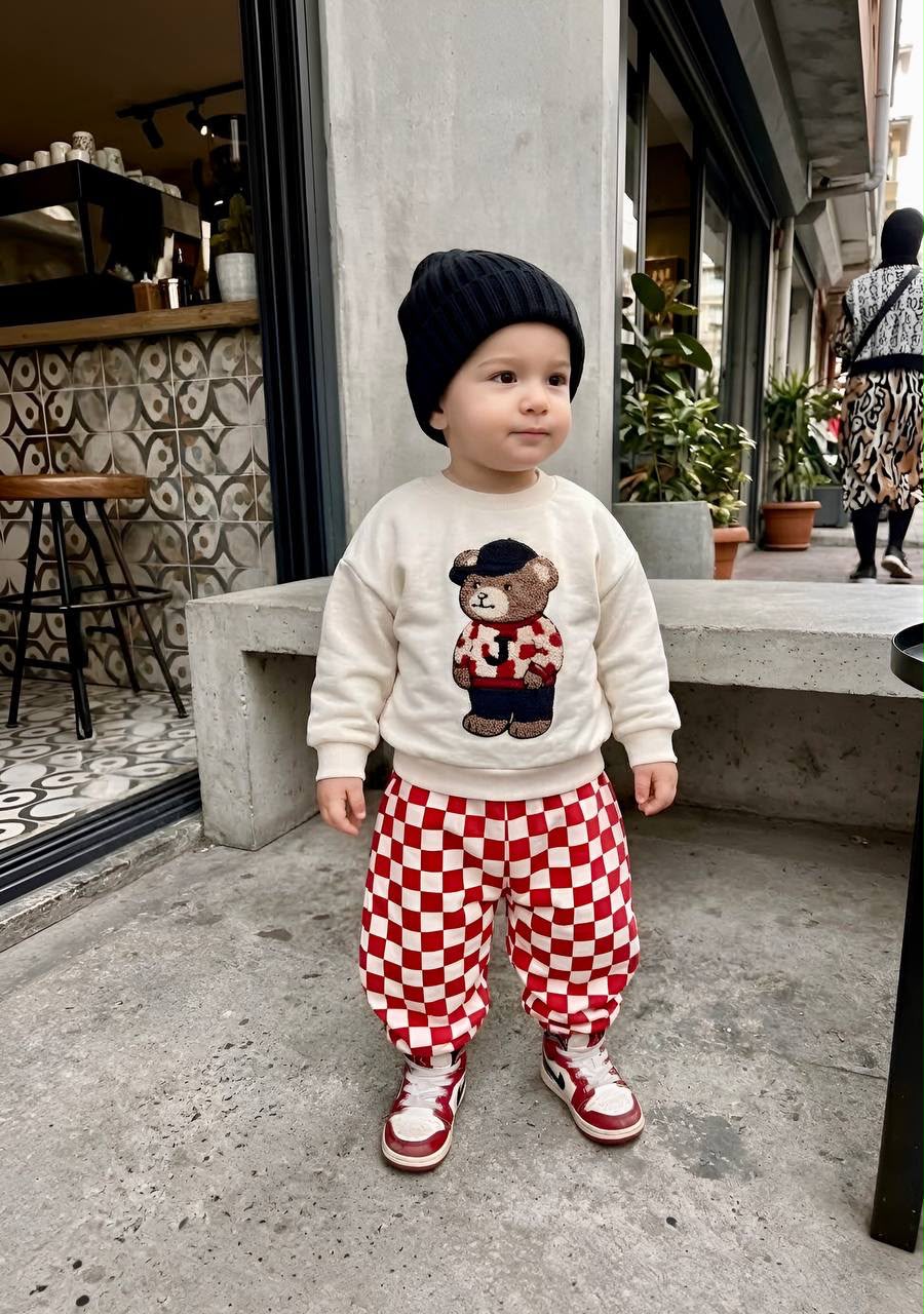 Checkered Bear Baby Set