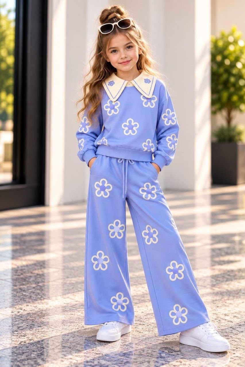 Lilac Flowers Collared Set