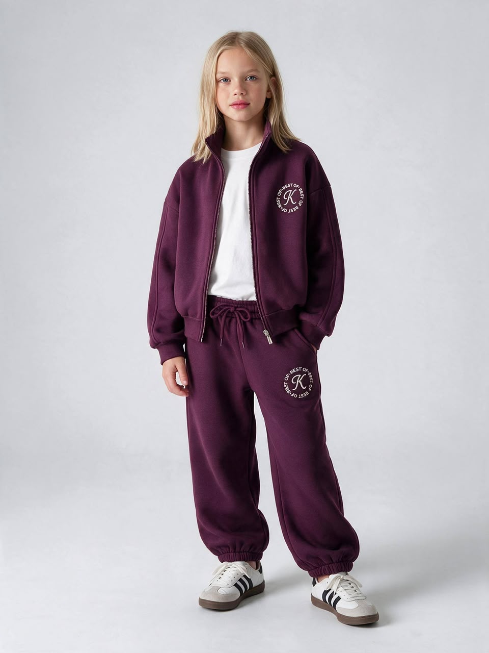 Burgundy Fleece Zipper Tracksuit