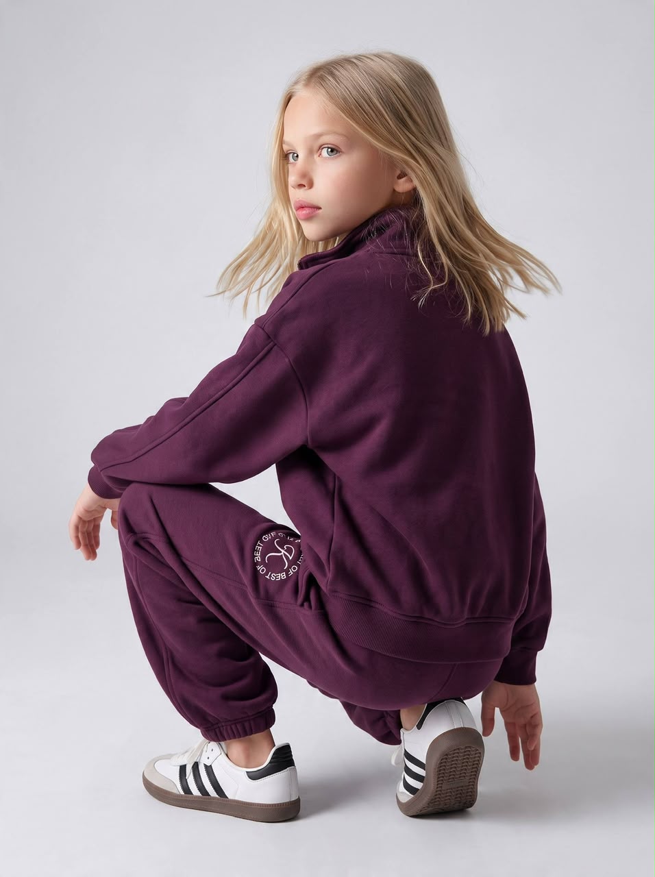 Burgundy Fleece Zipper Tracksuit
