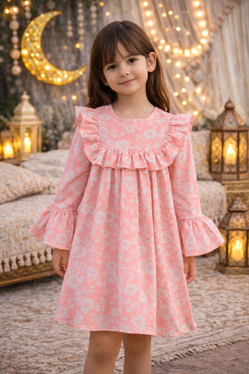 “Ruby Bloom” Floral Ruffle Dress