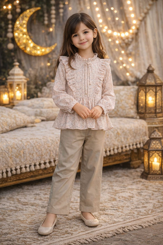Ruffle Blouse & Pants Set
