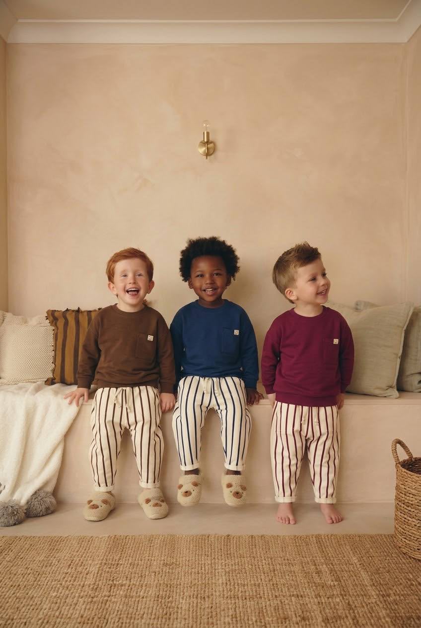 Dark Blue Smile Striped Set