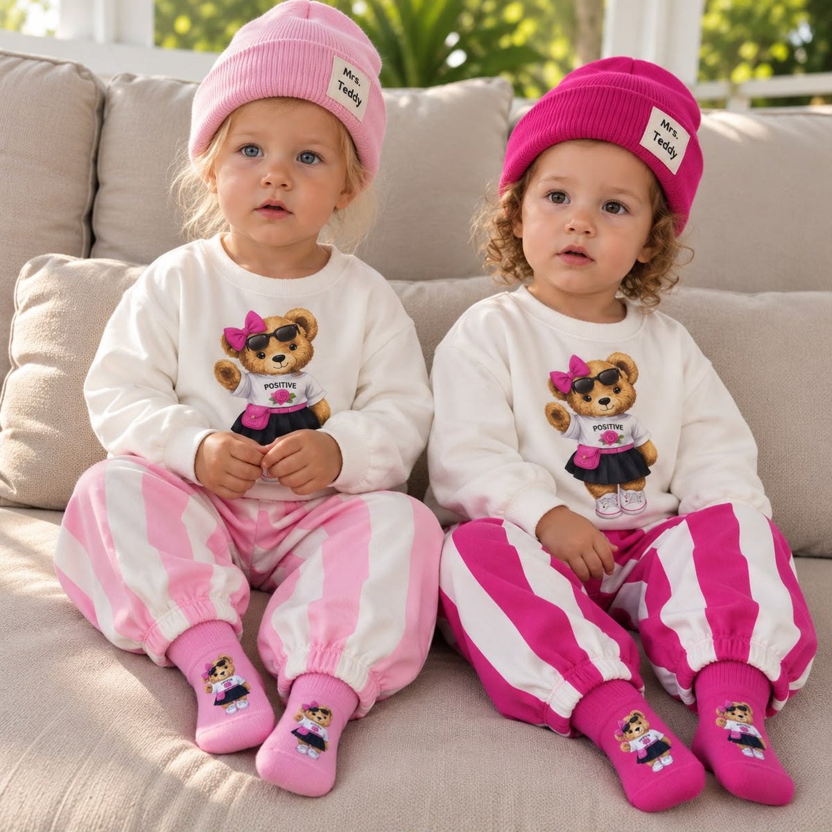 Light Pink Striped 4 PCs Set