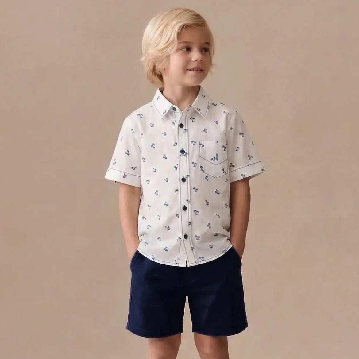 Palm Print Shirt Set