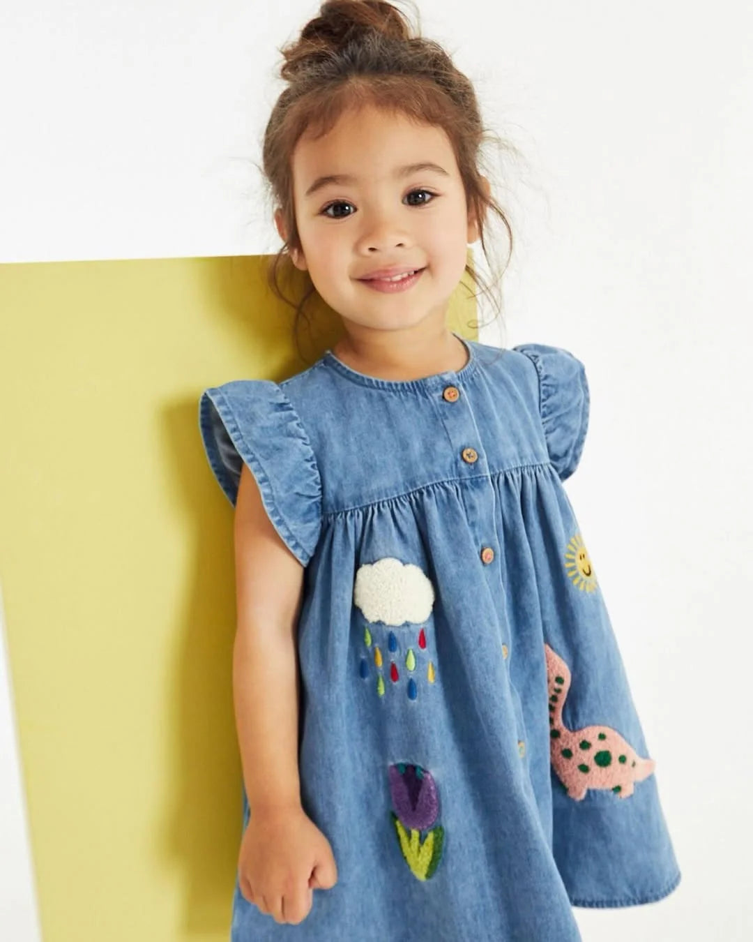 Animals Embroidered Denim Dress