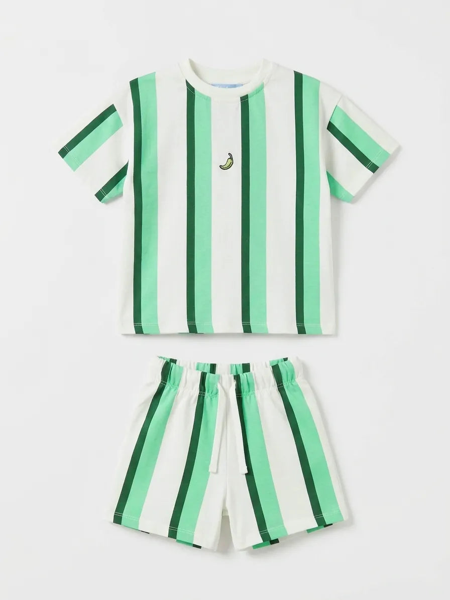 Laciel Paris Unisex Pepper Embroidered Striped Set