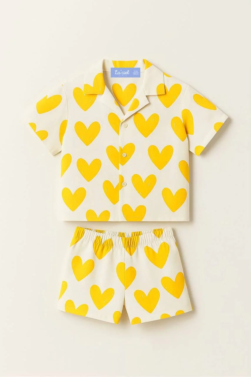 Yellow Hearts Shirt Set