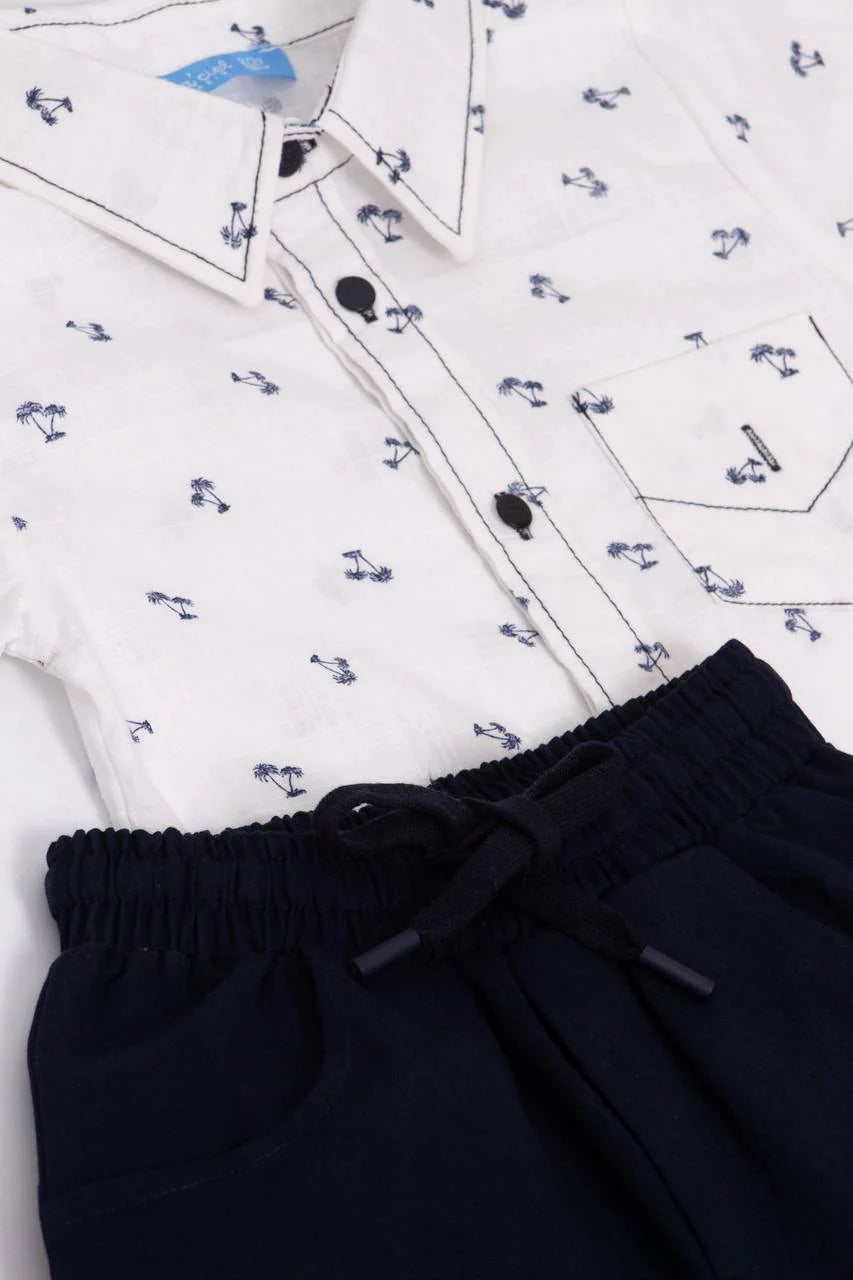 Palm Print Shirt Set
