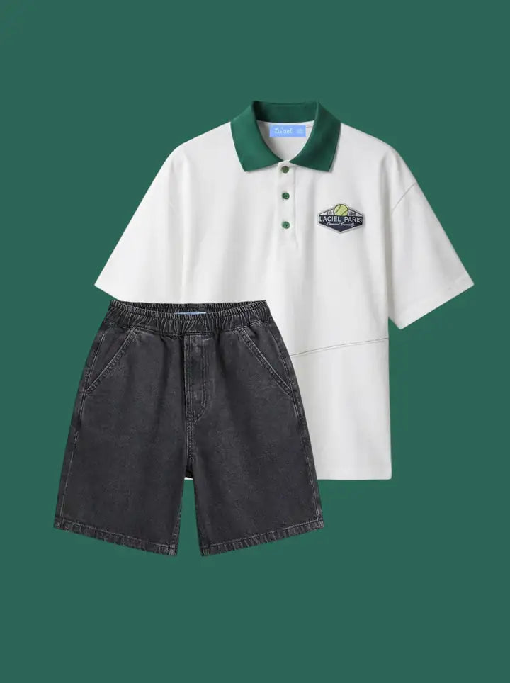 Polo and Denim Shorts Set