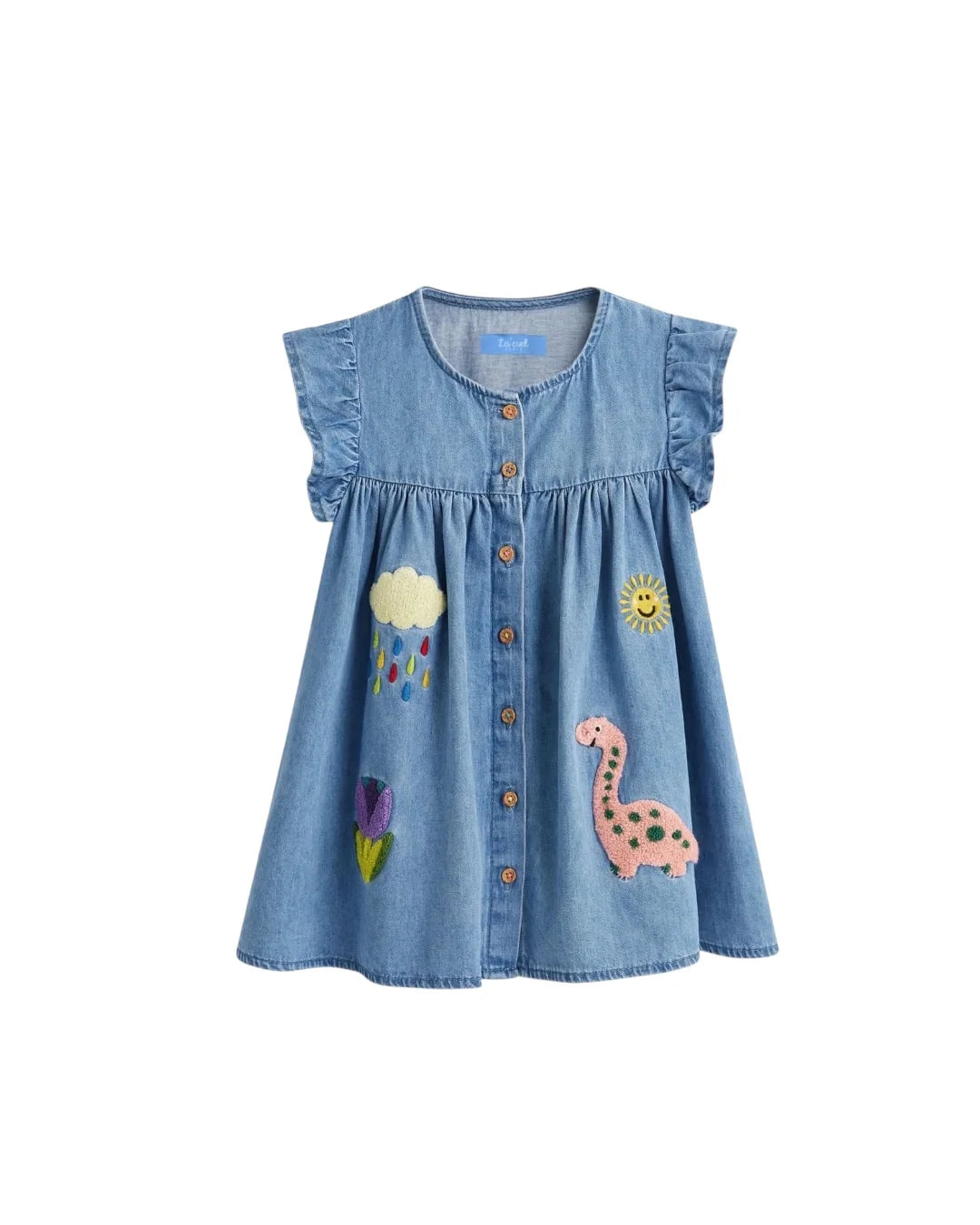 Animals Embroidered Denim Dress