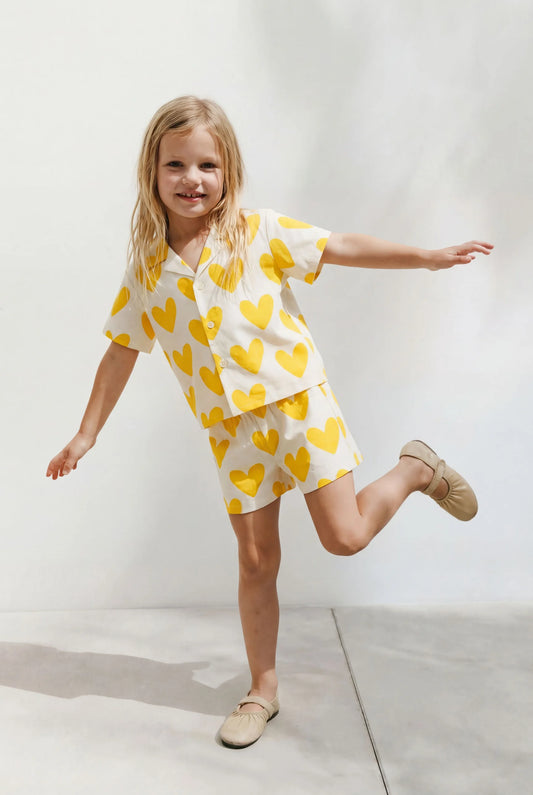 Yellow Hearts Shirt Set